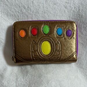 Loungefly Gold Infinity Gauntlet Wallet with Multicolor Accents
